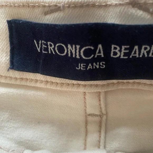 Veronica Beard Beverly flared jeans in cream denim. high rise, size 25 - Picture 8 of 9